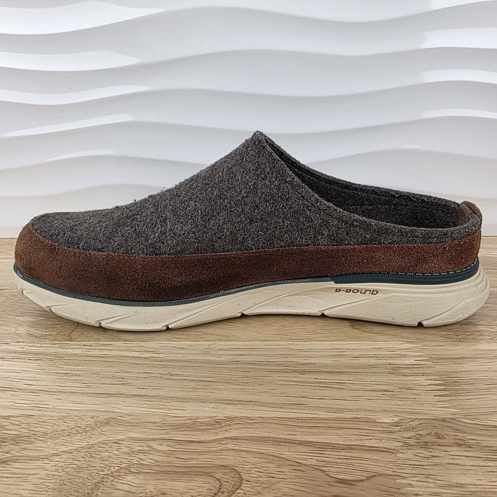 LL‎ Bean Downeast Slip On Clogs Gray Wool Brown Suede Shoes Mens Size 11 - Picture 2 of 13